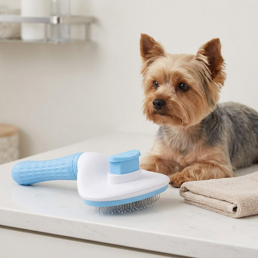 Self-Cleaning Pet Grooming Brush for Dogs, Cats & Bunnies