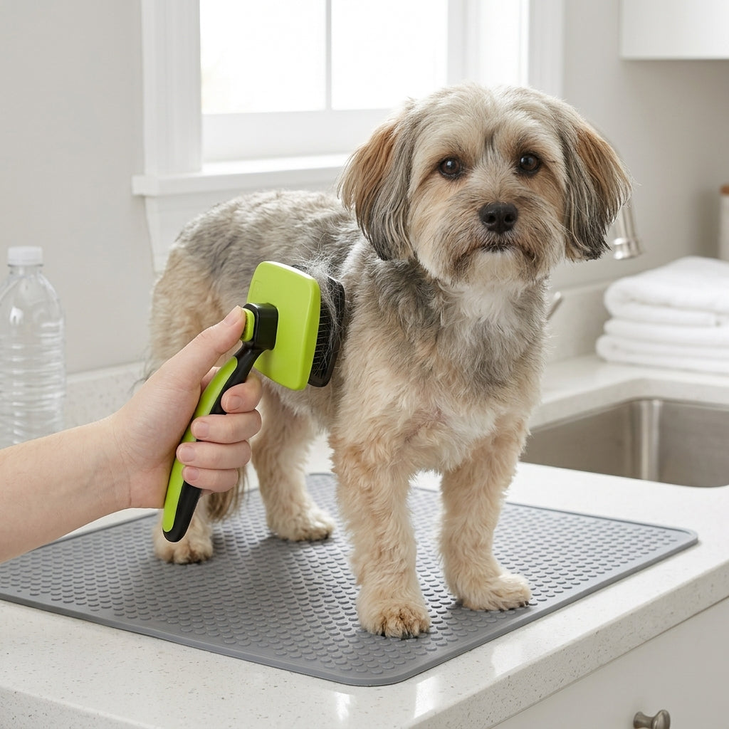 Self-Cleaning Slicker Brush for Dogs & Cats – Gentle Shedding Grooming Tool
