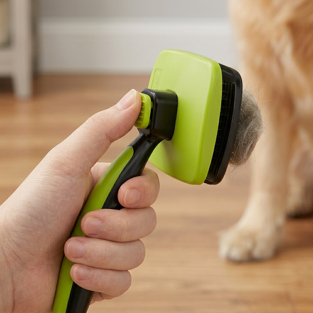 Self-Cleaning Slicker Brush for Dogs & Cats – Gentle Shedding Grooming Tool