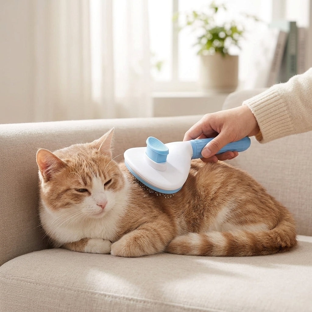 Self-Cleaning Pet Grooming Brush for Dogs, Cats & Bunnies
