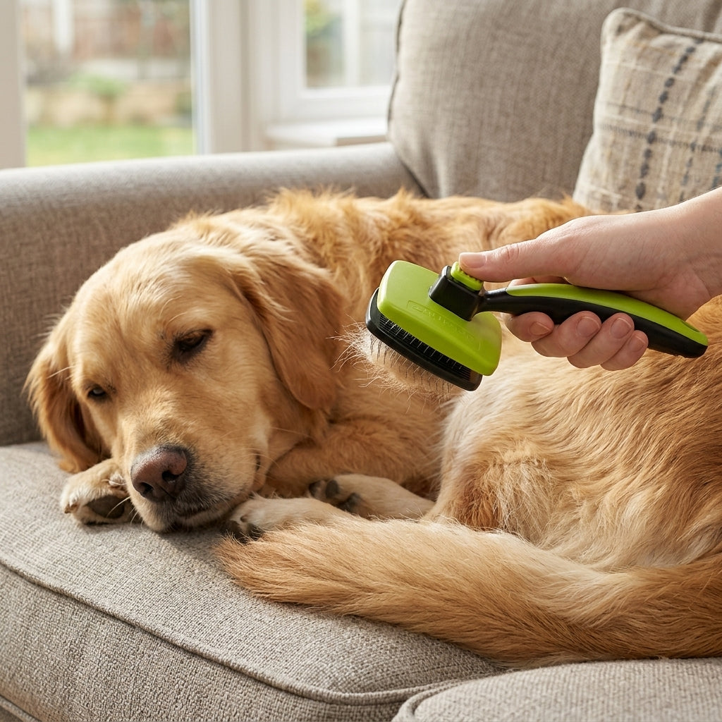 Self-Cleaning Slicker Brush for Dogs & Cats – Gentle Shedding Grooming Tool